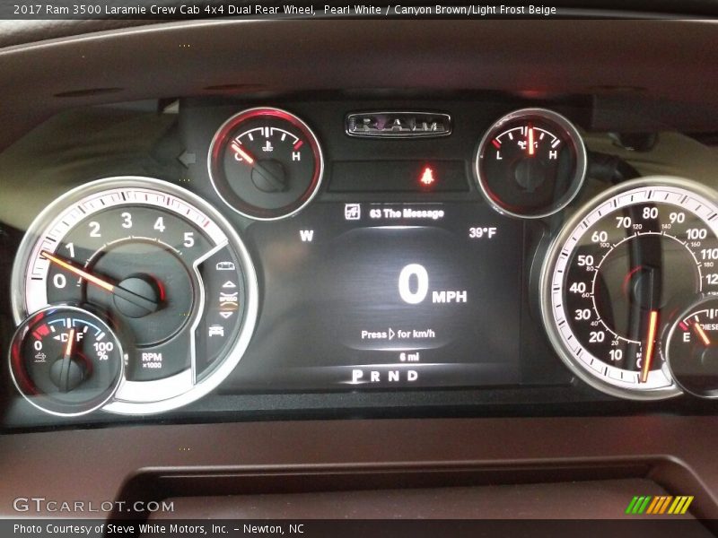 Pearl White / Canyon Brown/Light Frost Beige 2017 Ram 3500 Laramie Crew Cab 4x4 Dual Rear Wheel