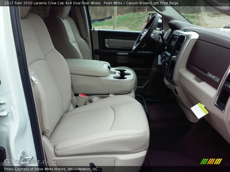 Pearl White / Canyon Brown/Light Frost Beige 2017 Ram 3500 Laramie Crew Cab 4x4 Dual Rear Wheel