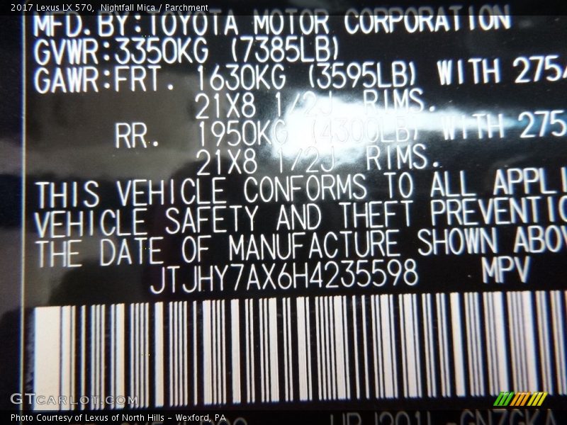Nightfall Mica / Parchment 2017 Lexus LX 570