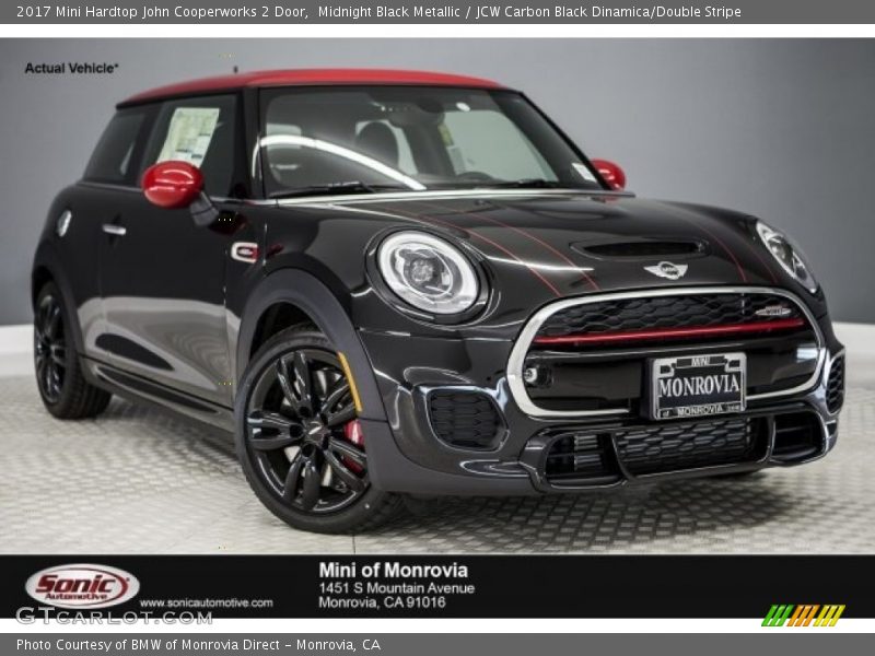 Midnight Black Metallic / JCW Carbon Black Dinamica/Double Stripe 2017 Mini Hardtop John Cooperworks 2 Door