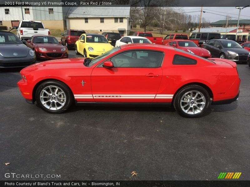 Race Red / Stone 2011 Ford Mustang V6 Premium Coupe