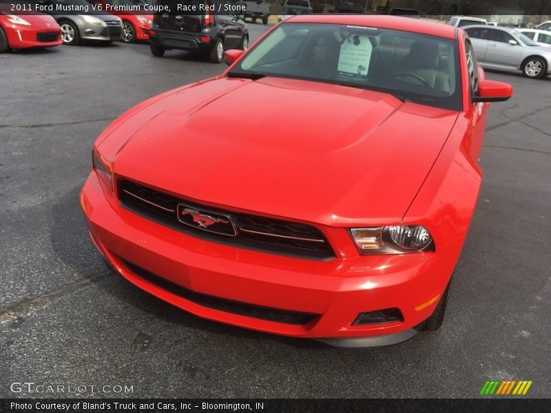 Race Red / Stone 2011 Ford Mustang V6 Premium Coupe