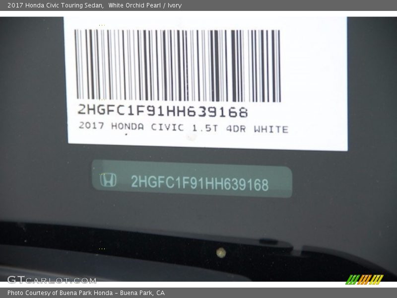 White Orchid Pearl / Ivory 2017 Honda Civic Touring Sedan