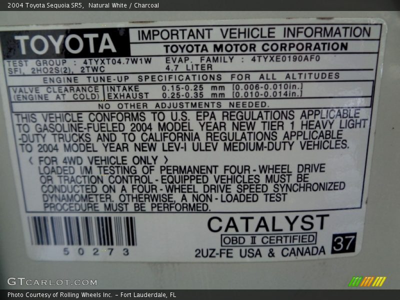 Natural White / Charcoal 2004 Toyota Sequoia SR5