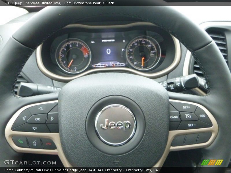 Light Brownstone Pearl / Black 2017 Jeep Cherokee Limited 4x4