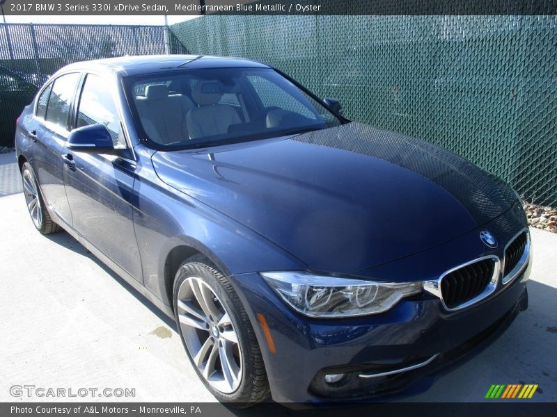 Mediterranean Blue Metallic / Oyster 2017 BMW 3 Series 330i xDrive Sedan