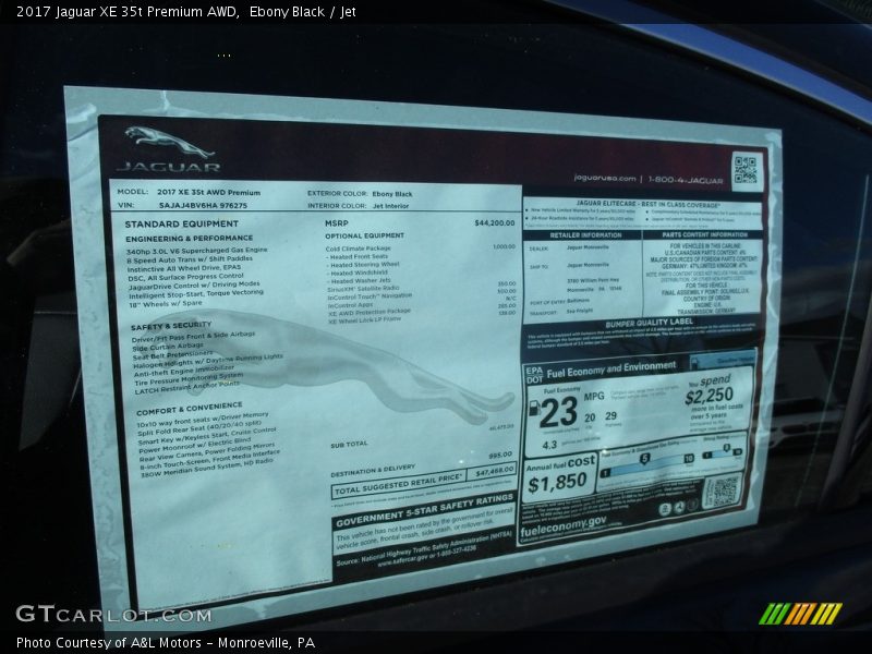 Ebony Black / Jet 2017 Jaguar XE 35t Premium AWD