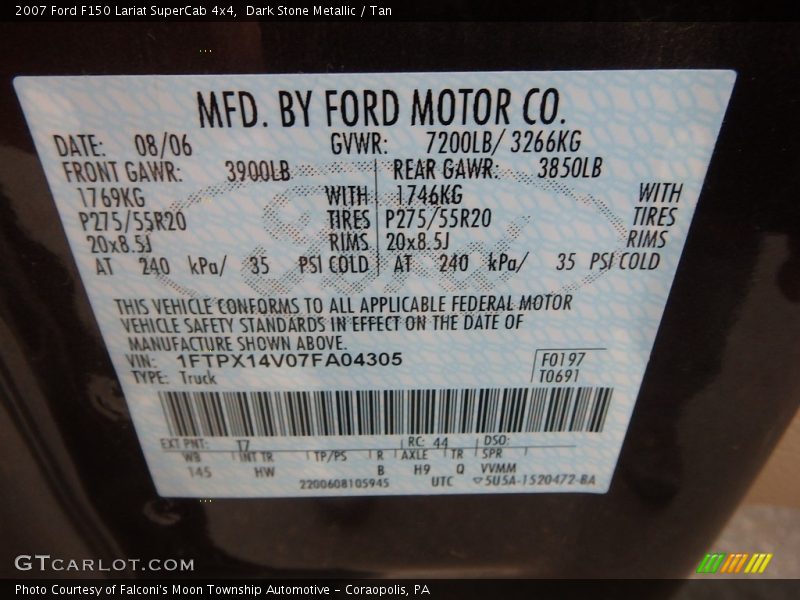 Dark Stone Metallic / Tan 2007 Ford F150 Lariat SuperCab 4x4