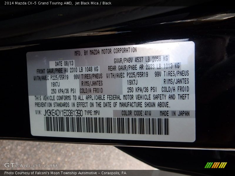 Jet Black Mica / Black 2014 Mazda CX-5 Grand Touring AWD