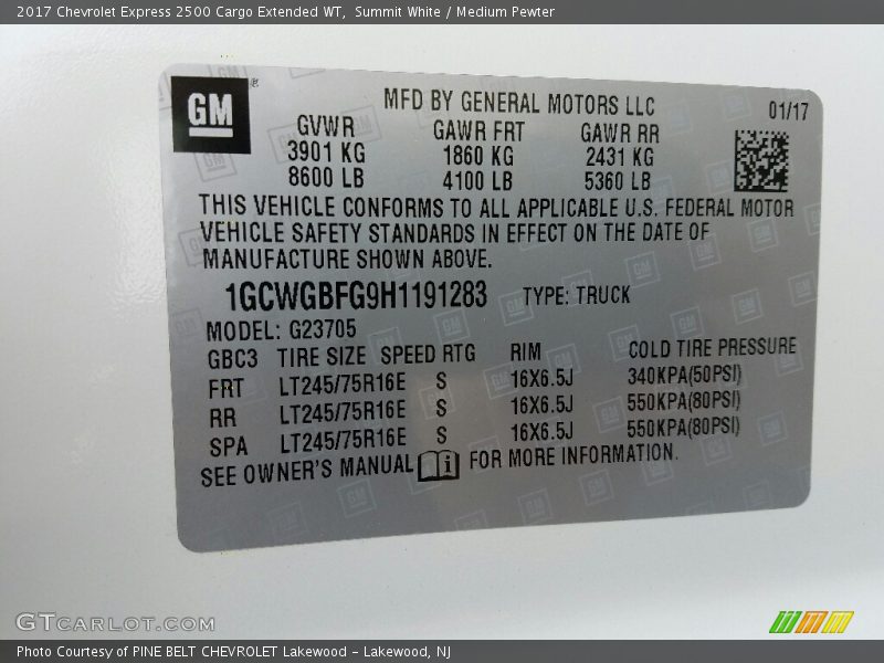 Summit White / Medium Pewter 2017 Chevrolet Express 2500 Cargo Extended WT