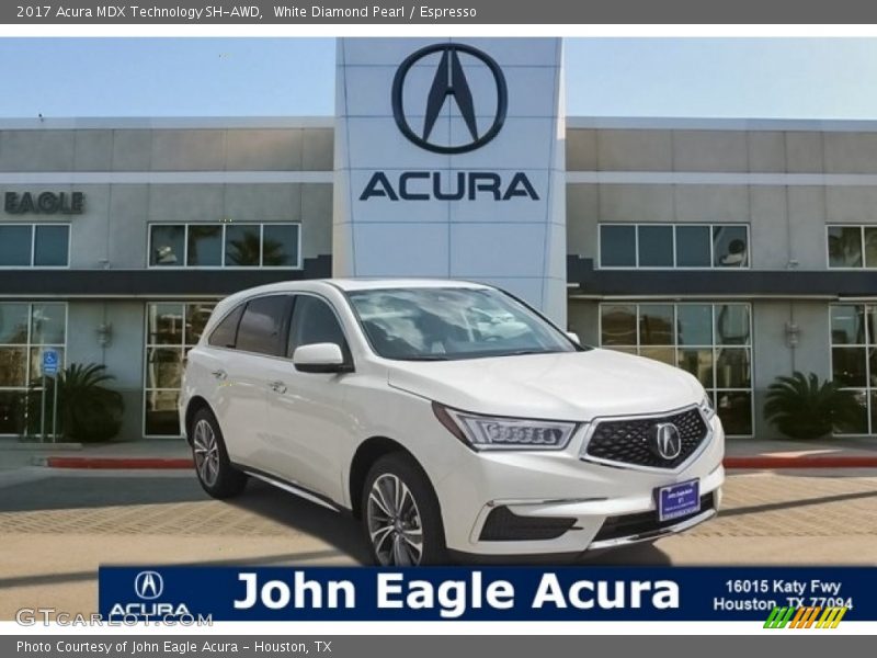 White Diamond Pearl / Espresso 2017 Acura MDX Technology SH-AWD