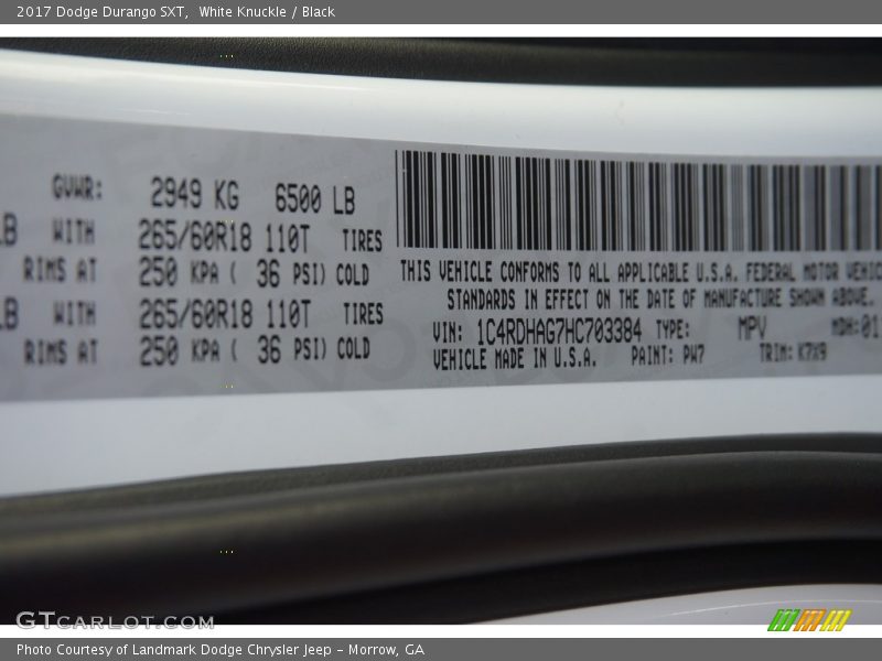 White Knuckle / Black 2017 Dodge Durango SXT