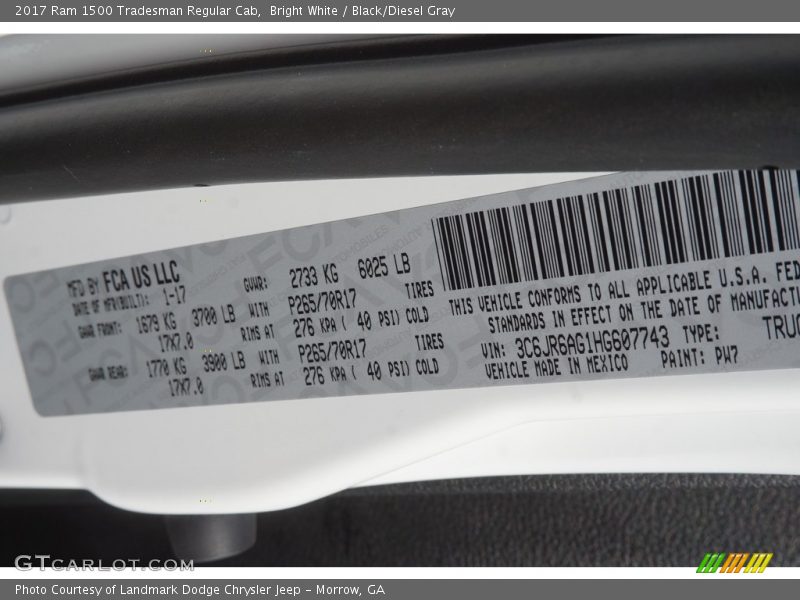 Bright White / Black/Diesel Gray 2017 Ram 1500 Tradesman Regular Cab