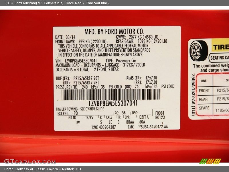 Race Red / Charcoal Black 2014 Ford Mustang V6 Convertible