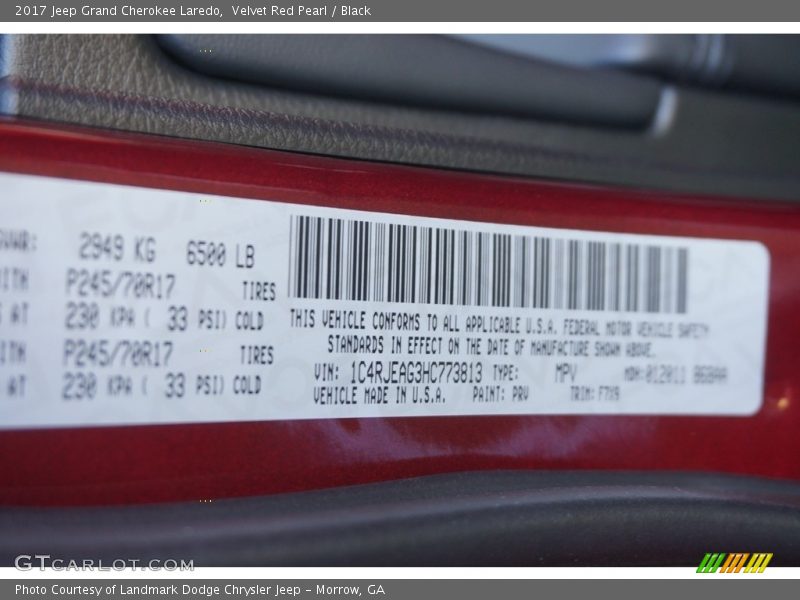Velvet Red Pearl / Black 2017 Jeep Grand Cherokee Laredo