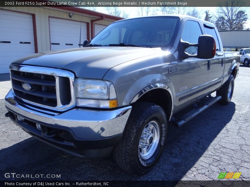 Arizona Beige Metallic / Medium Parchment Beige 2003 Ford F250 Super Duty Lariat Crew Cab 4x4