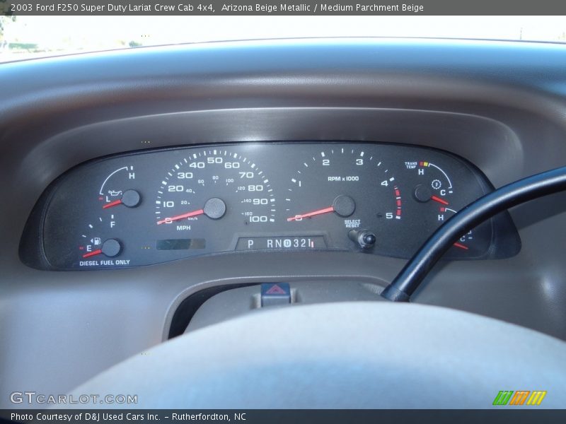 Arizona Beige Metallic / Medium Parchment Beige 2003 Ford F250 Super Duty Lariat Crew Cab 4x4