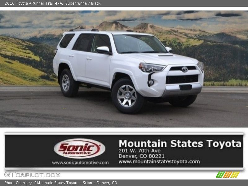 Super White / Black 2016 Toyota 4Runner Trail 4x4