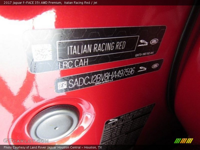 Italian Racing Red / Jet 2017 Jaguar F-PACE 35t AWD Premium