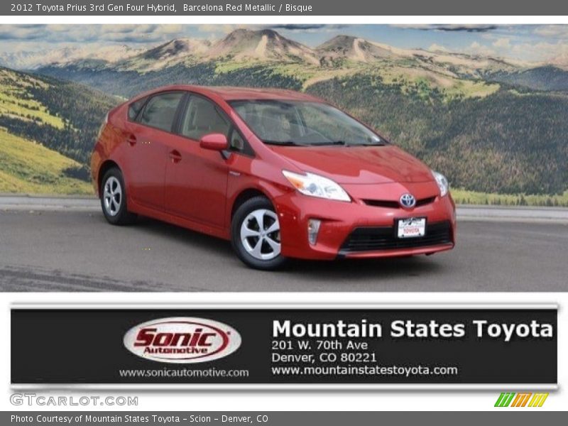 Barcelona Red Metallic / Bisque 2012 Toyota Prius 3rd Gen Four Hybrid