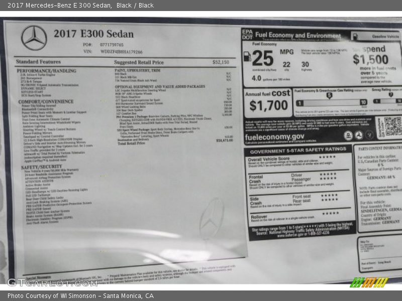 Black / Black 2017 Mercedes-Benz E 300 Sedan