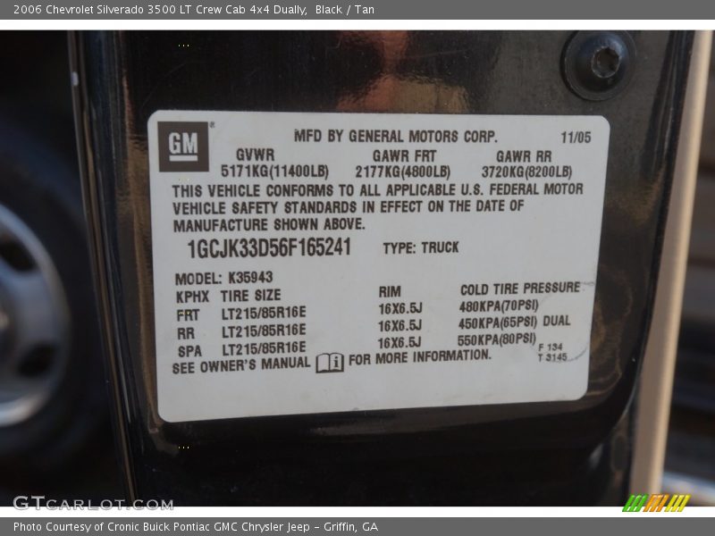 Black / Tan 2006 Chevrolet Silverado 3500 LT Crew Cab 4x4 Dually
