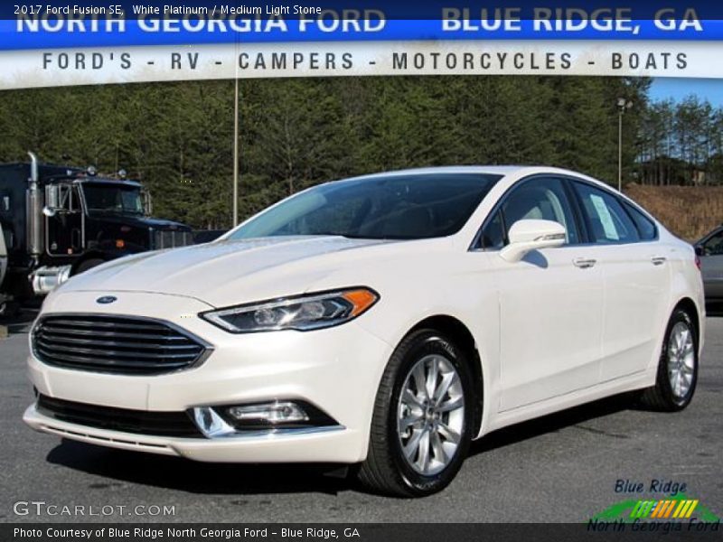 White Platinum / Medium Light Stone 2017 Ford Fusion SE