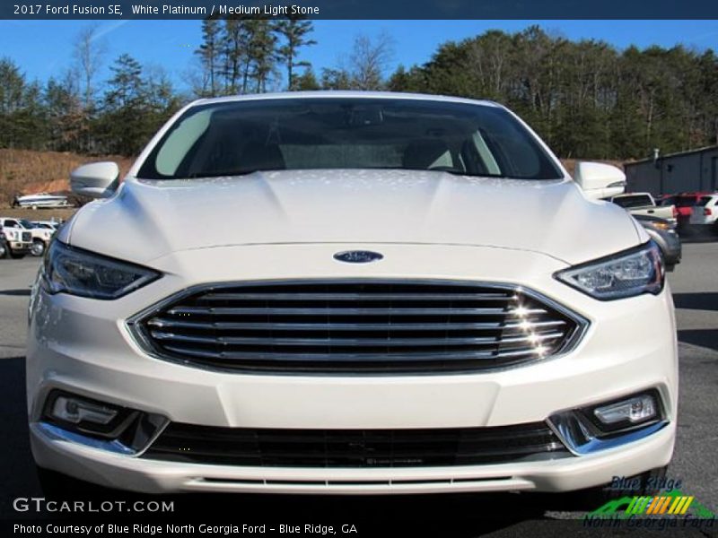 White Platinum / Medium Light Stone 2017 Ford Fusion SE