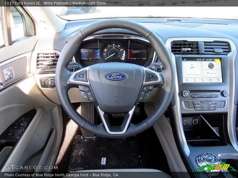 White Platinum / Medium Light Stone 2017 Ford Fusion SE