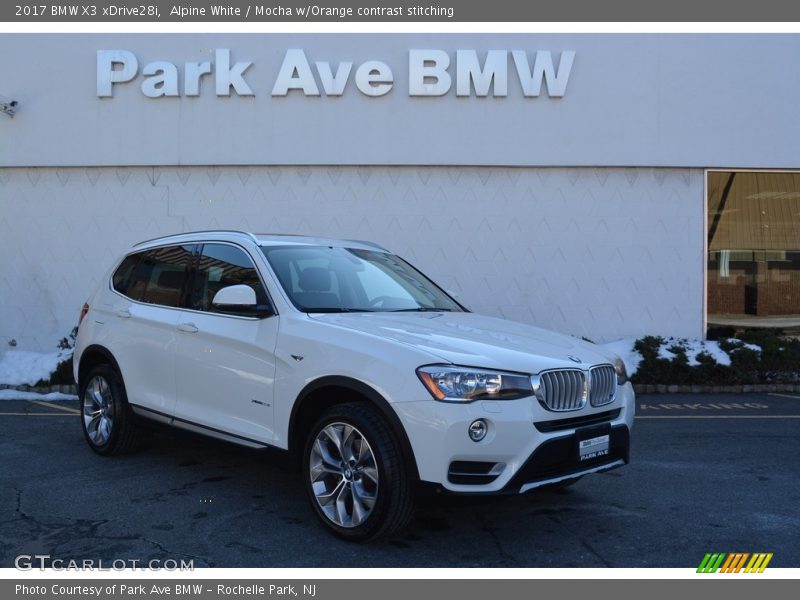 Alpine White / Mocha w/Orange contrast stitching 2017 BMW X3 xDrive28i