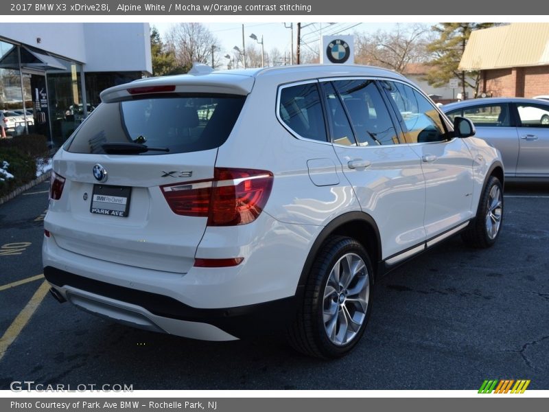 Alpine White / Mocha w/Orange contrast stitching 2017 BMW X3 xDrive28i