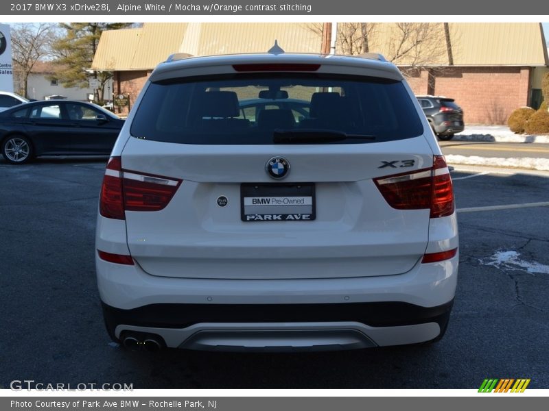 Alpine White / Mocha w/Orange contrast stitching 2017 BMW X3 xDrive28i