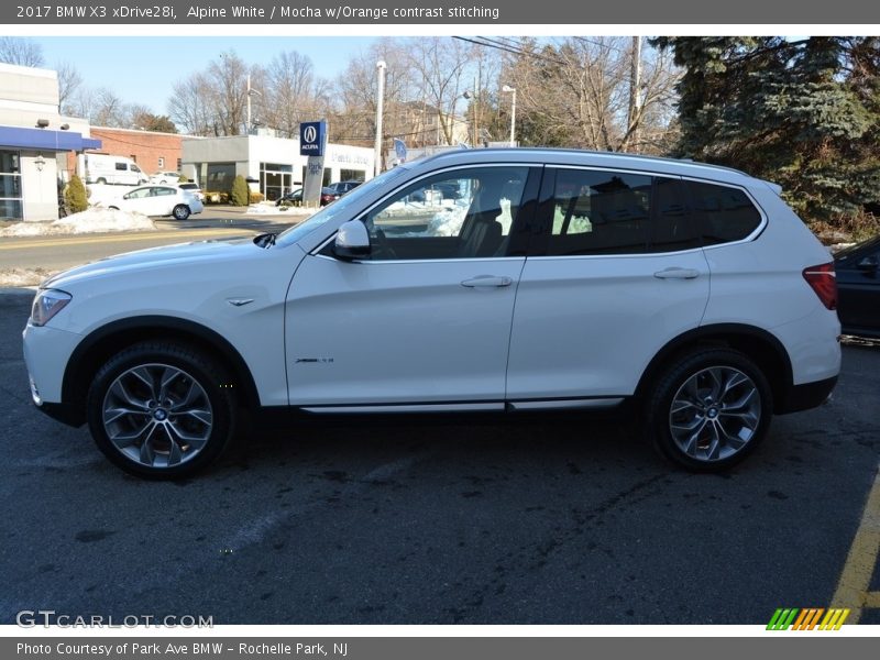 Alpine White / Mocha w/Orange contrast stitching 2017 BMW X3 xDrive28i