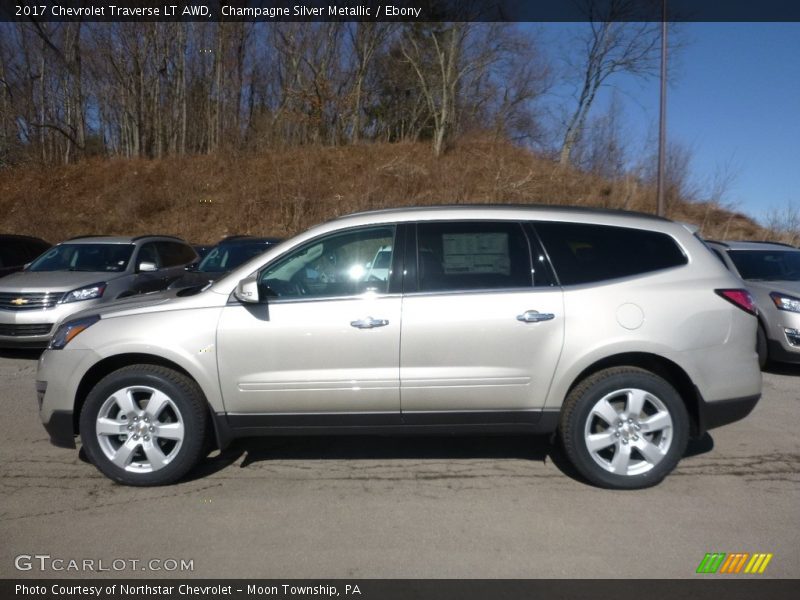 Champagne Silver Metallic / Ebony 2017 Chevrolet Traverse LT AWD