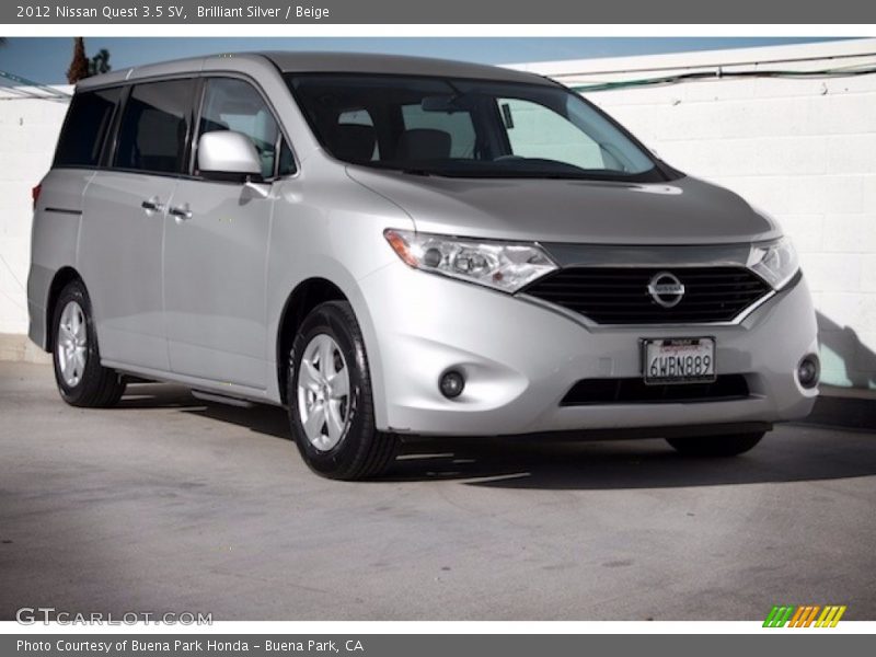 Brilliant Silver / Beige 2012 Nissan Quest 3.5 SV
