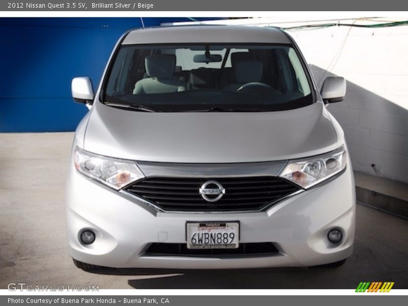 Brilliant Silver / Beige 2012 Nissan Quest 3.5 SV