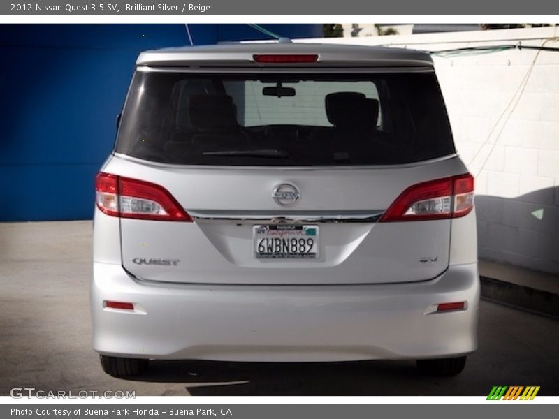 Brilliant Silver / Beige 2012 Nissan Quest 3.5 SV