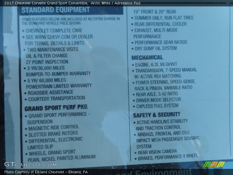 Arctic White / Adrenaline Red 2017 Chevrolet Corvette Grand Sport Convertible