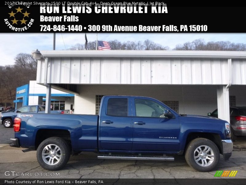 Deep Ocean Blue Metallic / Jet Black 2017 Chevrolet Silverado 1500 LT Double Cab 4x4