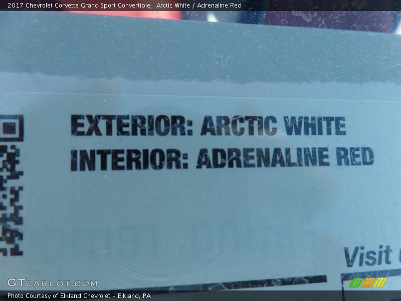 Arctic White / Adrenaline Red 2017 Chevrolet Corvette Grand Sport Convertible