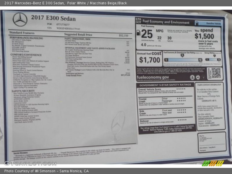 Polar White / Macchiato Beige/Black 2017 Mercedes-Benz E 300 Sedan