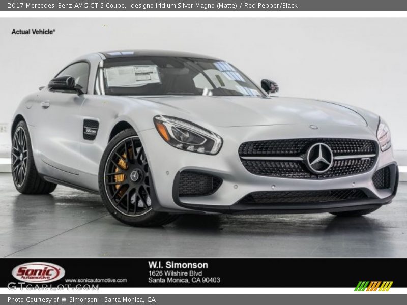 designo Iridium Silver Magno (Matte) / Red Pepper/Black 2017 Mercedes-Benz AMG GT S Coupe