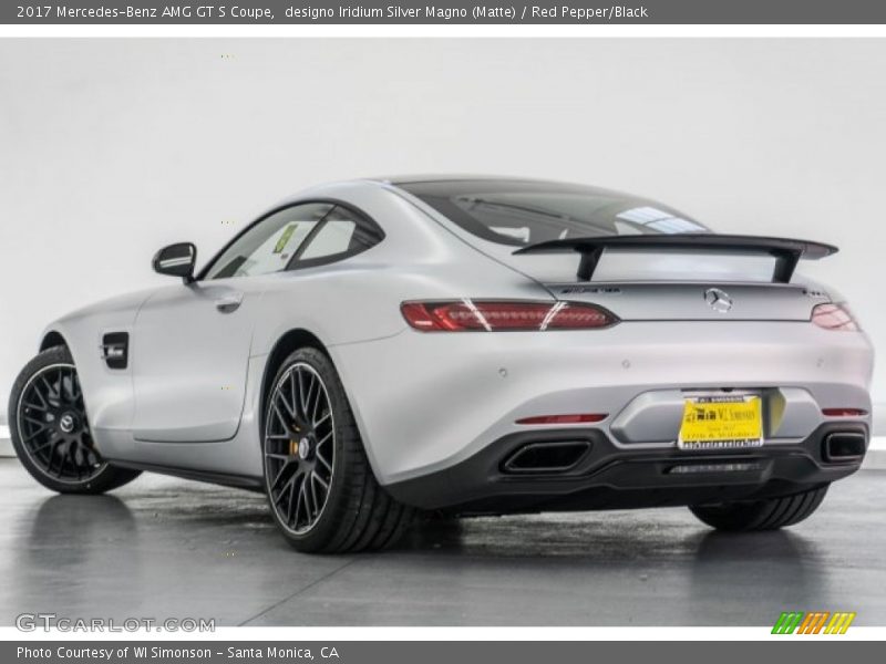 designo Iridium Silver Magno (Matte) / Red Pepper/Black 2017 Mercedes-Benz AMG GT S Coupe