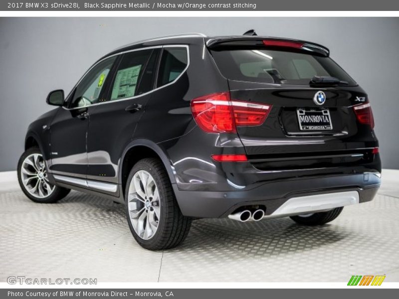 Black Sapphire Metallic / Mocha w/Orange contrast stitching 2017 BMW X3 sDrive28i