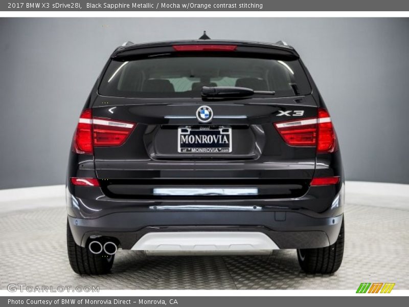 Black Sapphire Metallic / Mocha w/Orange contrast stitching 2017 BMW X3 sDrive28i