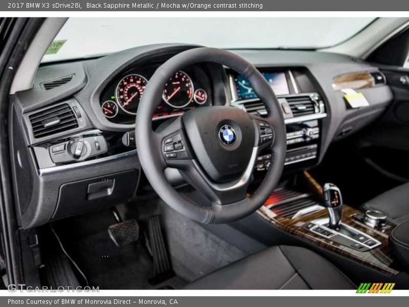 Black Sapphire Metallic / Mocha w/Orange contrast stitching 2017 BMW X3 sDrive28i