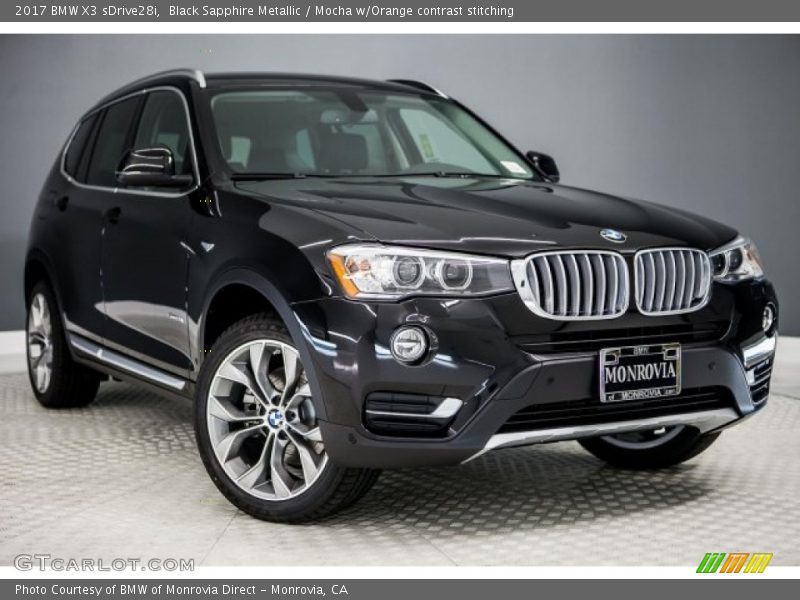Black Sapphire Metallic / Mocha w/Orange contrast stitching 2017 BMW X3 sDrive28i