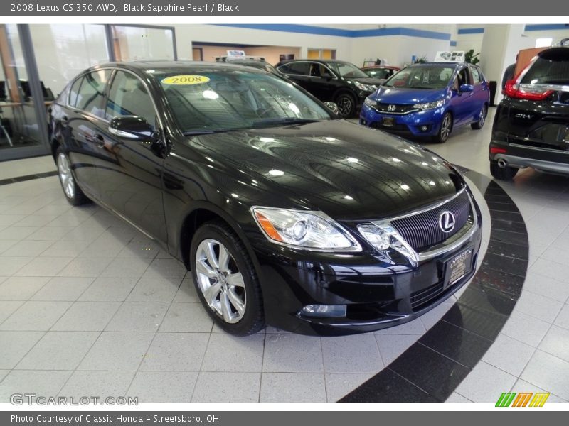 Black Sapphire Pearl / Black 2008 Lexus GS 350 AWD