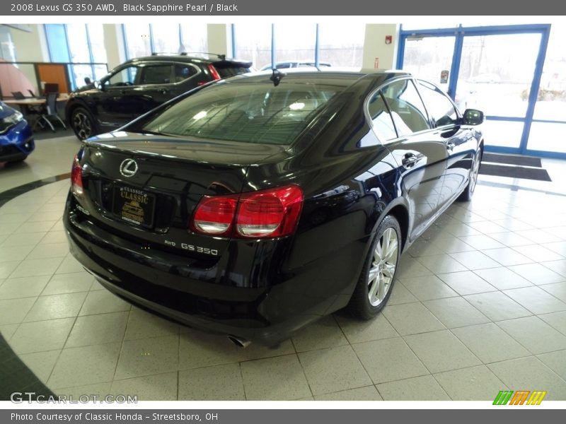Black Sapphire Pearl / Black 2008 Lexus GS 350 AWD