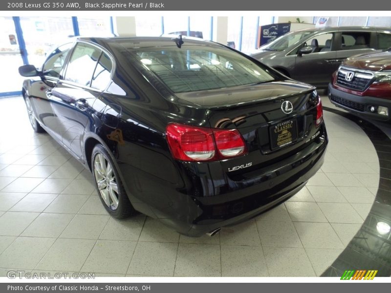Black Sapphire Pearl / Black 2008 Lexus GS 350 AWD